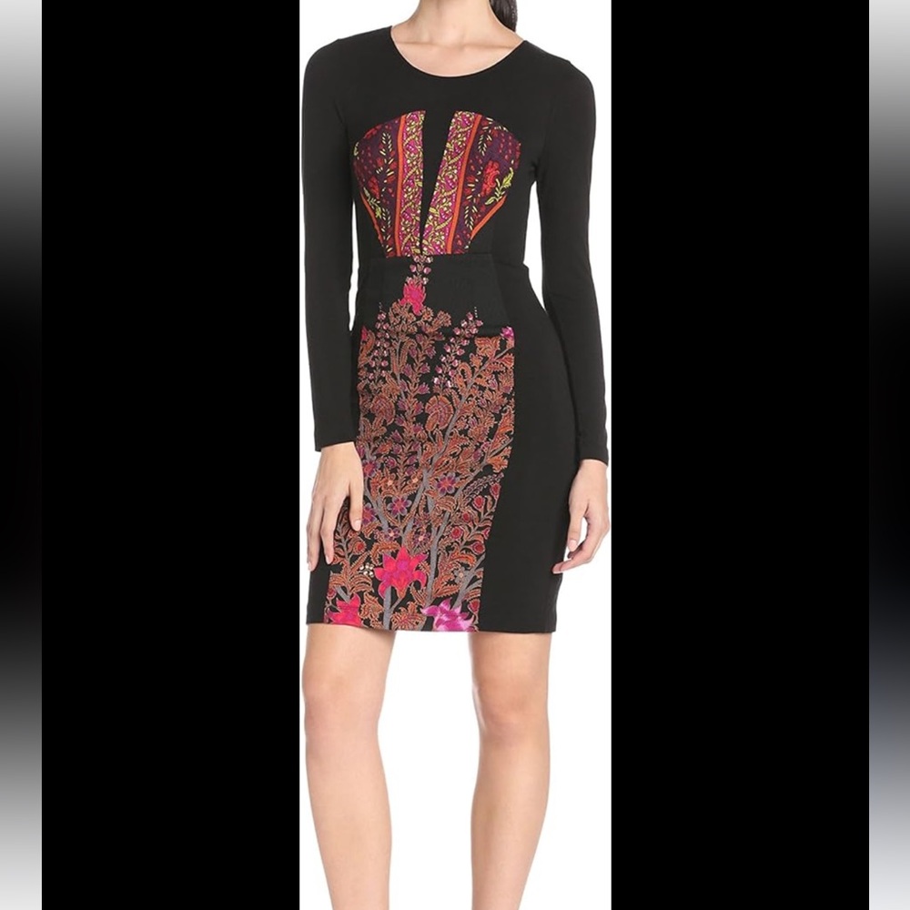 TRACY REESE Tree Of Life Color. Stretch Crepe: 92% Silk/8% Spandex  Size Small‎